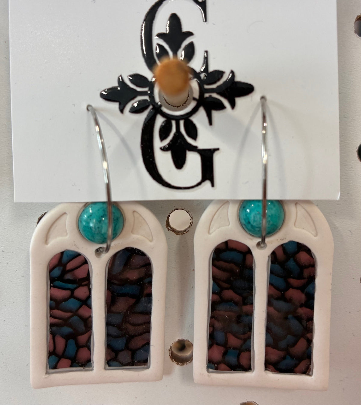 Clay Gossip Church Window Earrings