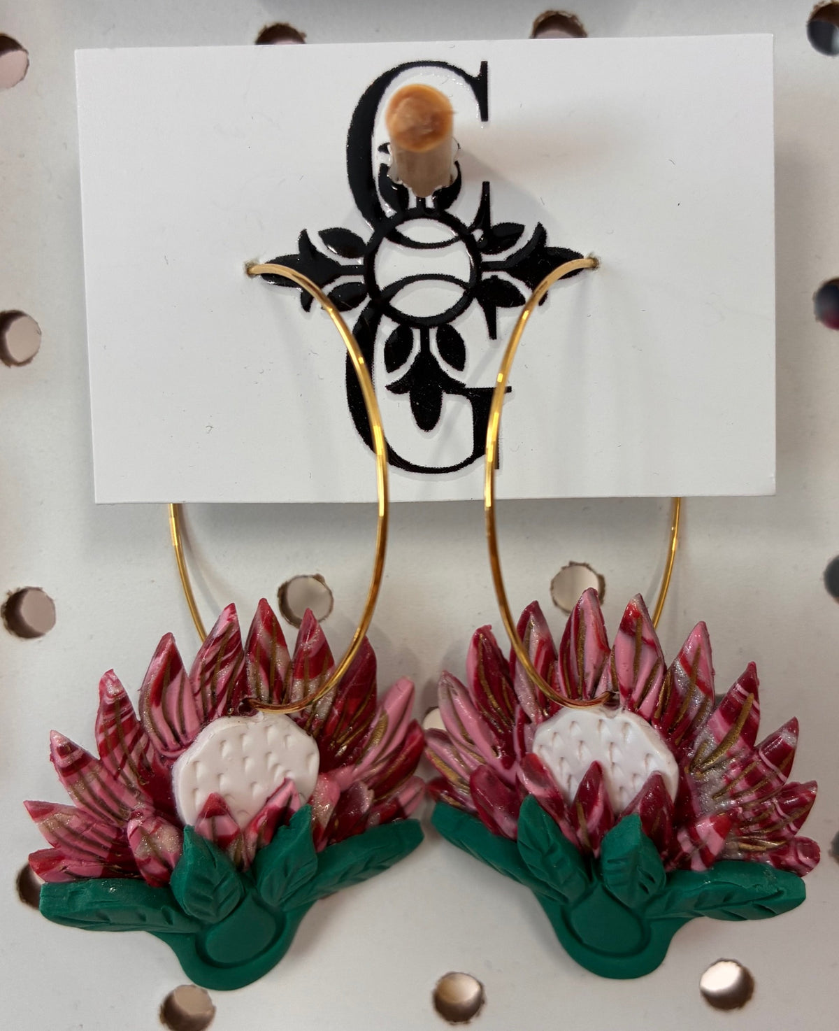 Clay Gossip Protea Earrings