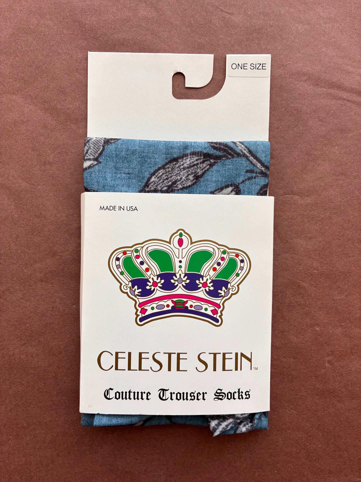 Celeste Stein Trouser Socks - Blue Leaves