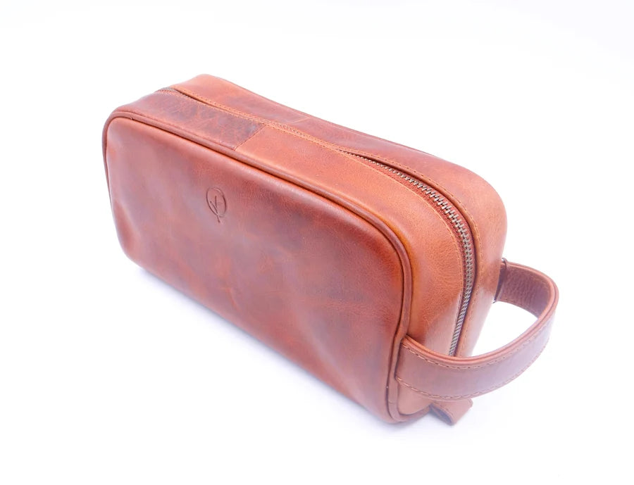 Second Nature Leather | Leather Accessory Bag | Antique Tan