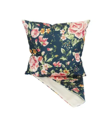 StyleZone - Pink Roses on Blue Cushion Cover