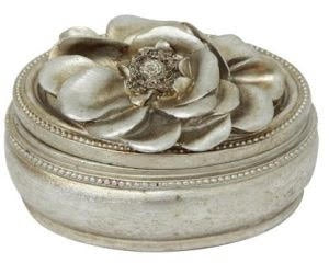 French - Trinket Box - Gardenia Oval Pewter