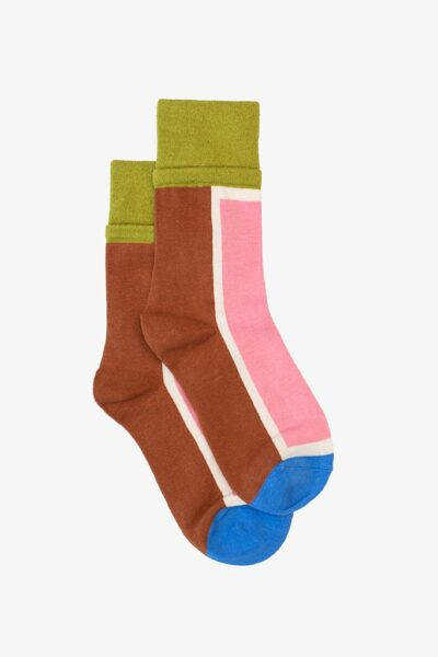 Antler - Sock -  Olive & Pink Panel
