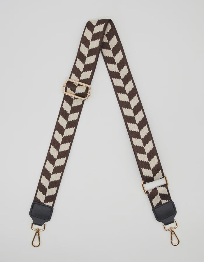 Stella + Gemma - Bag strap chevron espresso & cream