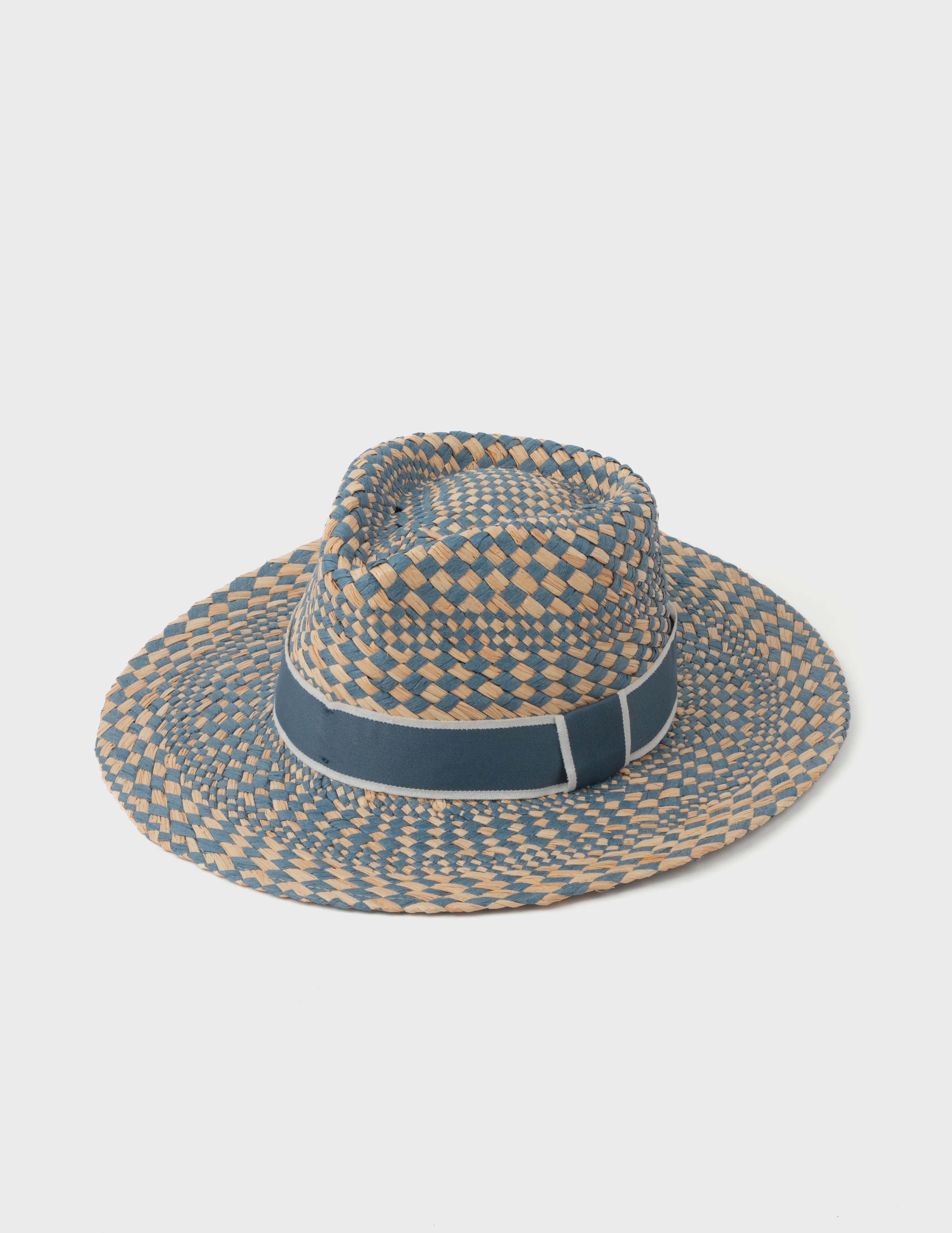 Stella + Gemma - Diamond Check Straw Hat