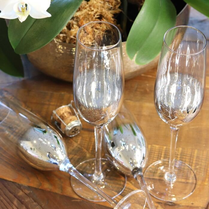 Starry Sky Champagne Flute Silver Set of 4