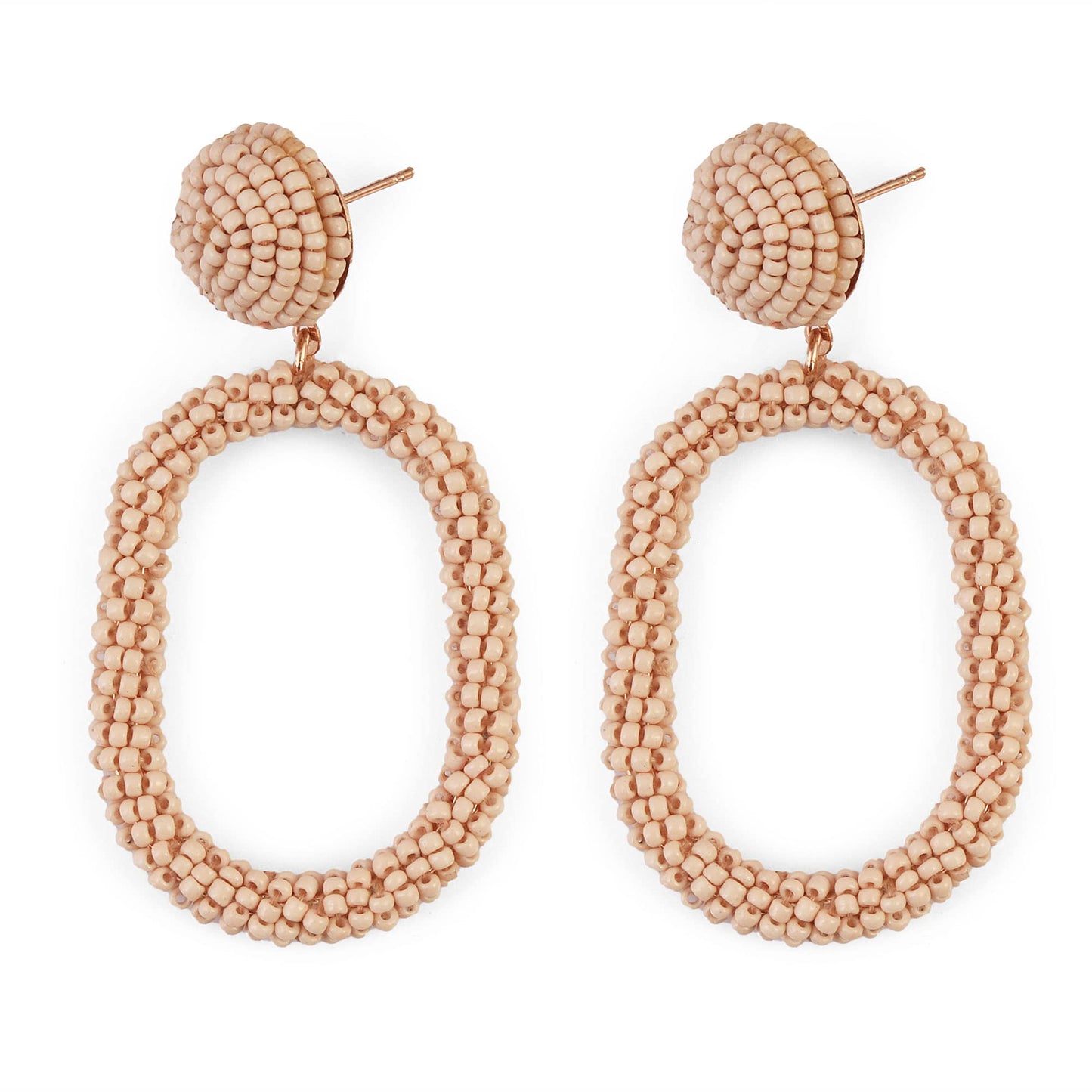 Beau Beige Beaded Dangly Earrings
