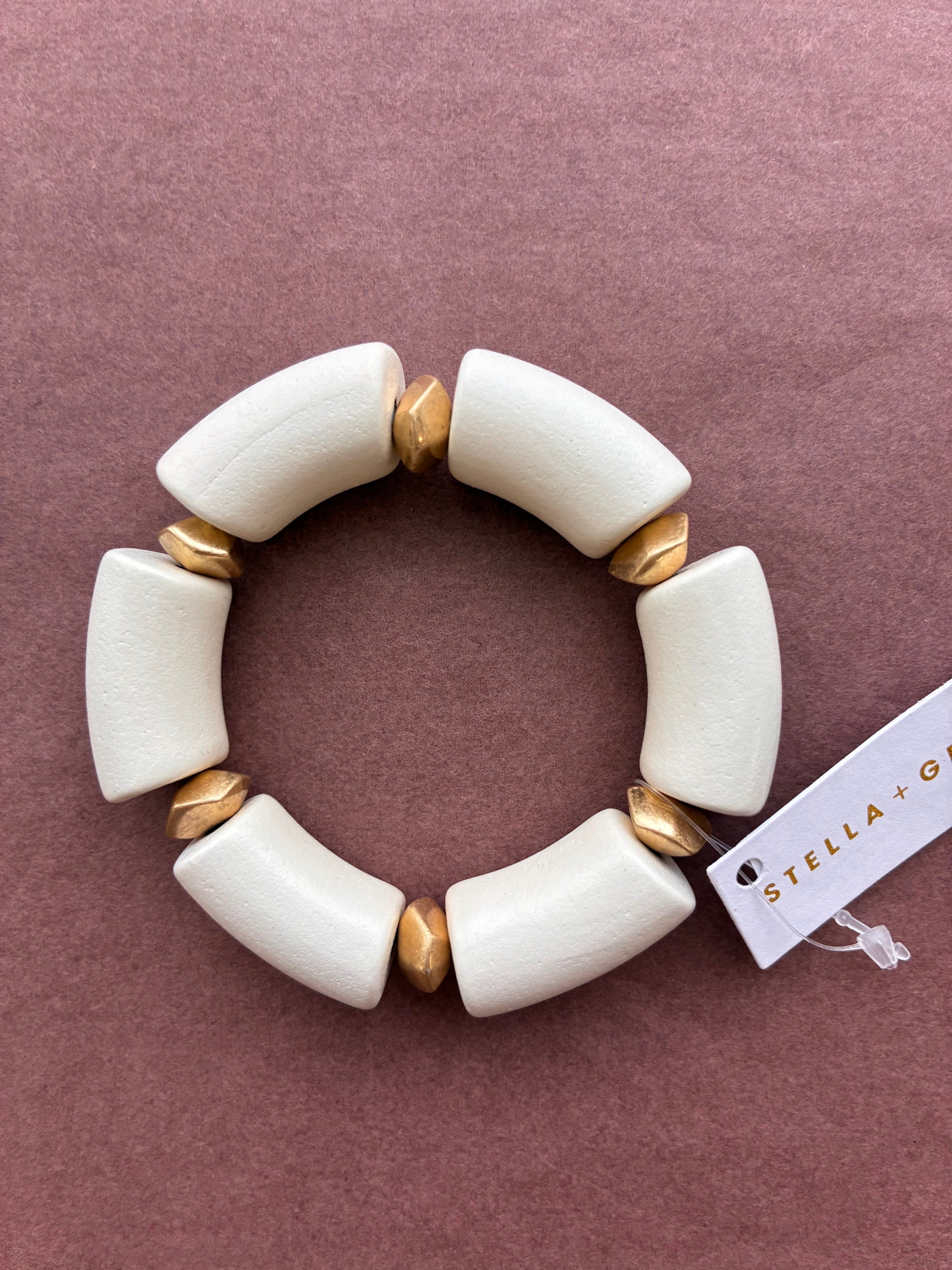 Stella + Gemma - Bracelet - Wood Beads White
