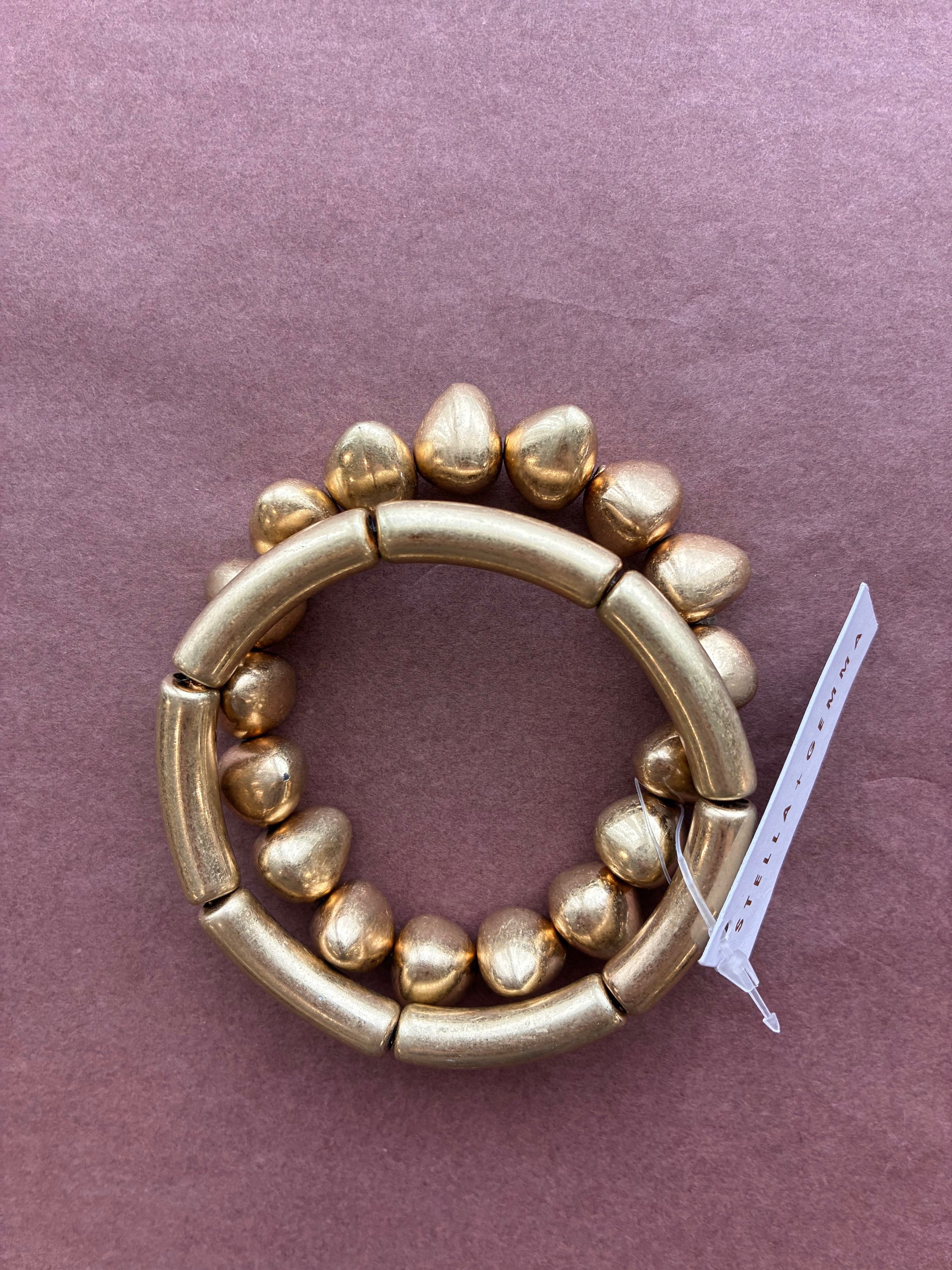 Stella + Gemma - Bracelet Set - Gold Link/Gold Chunky Beads