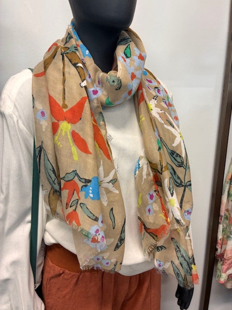Urban Products - Ivy Floral Scarf Beige
