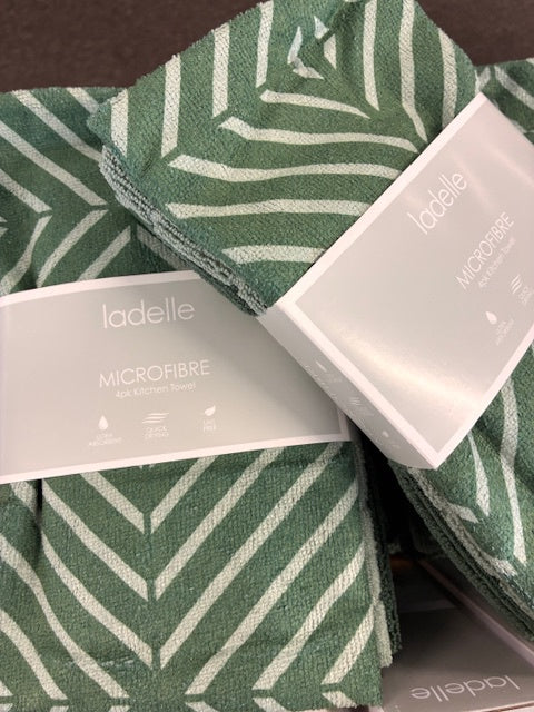 Ladelle - Beson Green Microfibre 4pk Kitchen Towels