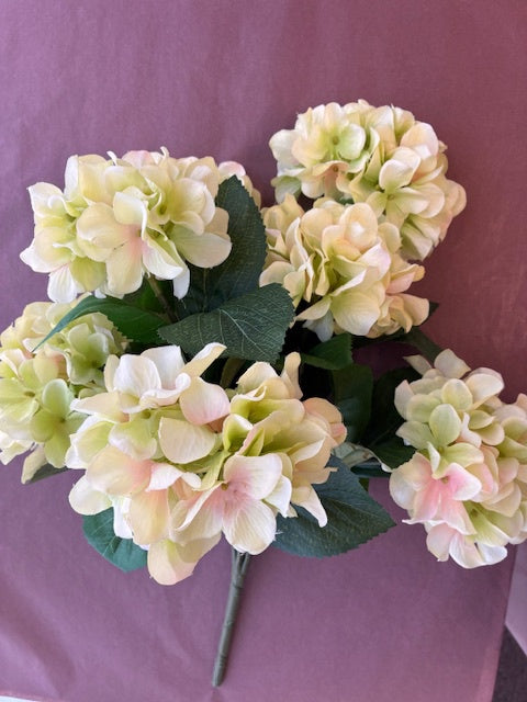 Artisan Florals | Hydrangea Bunch Foliage | Cream Blush