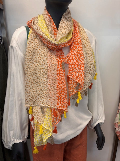 Urban Products - Orange Daisy Tassel Scarf