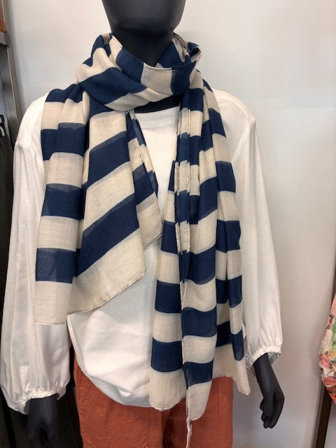 Stella + Gemma - Navy Stripe Scarf