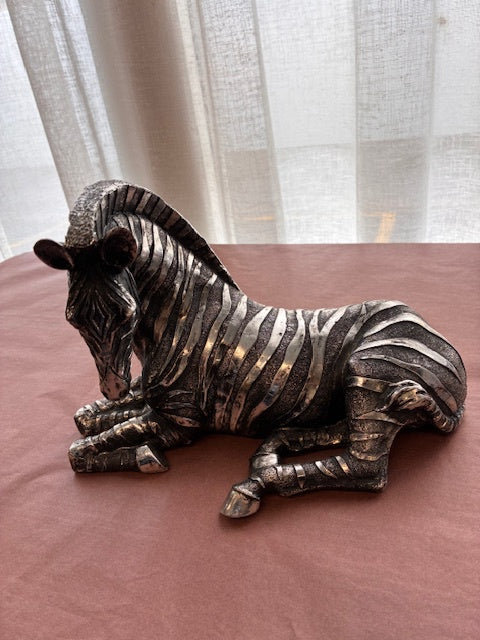 Laying Silver Zebra Ornament