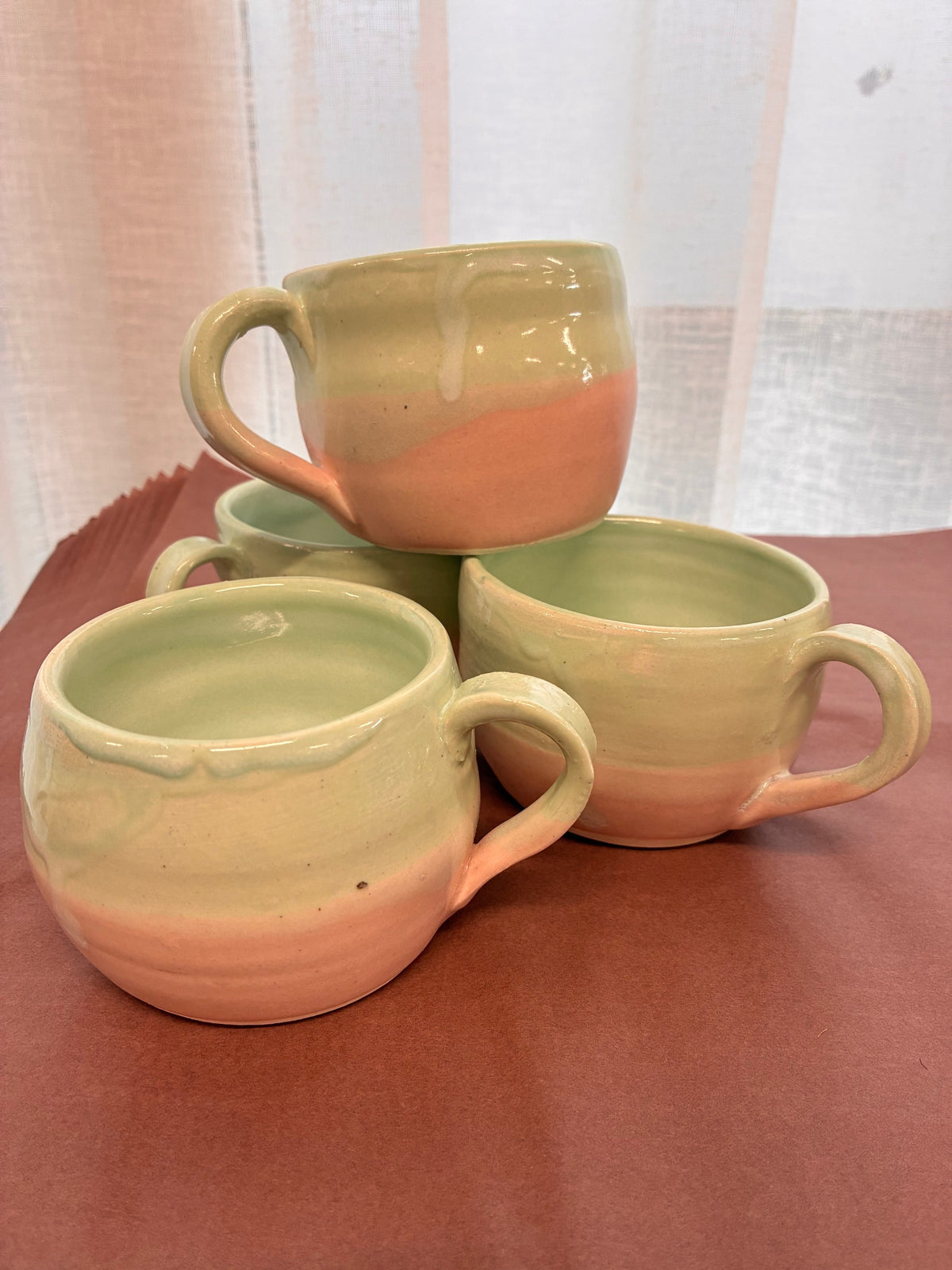 Katie Throws Things | Mug | Peach & Green