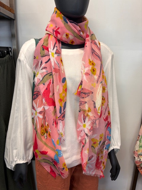 Pink Ivy Floral Scarf