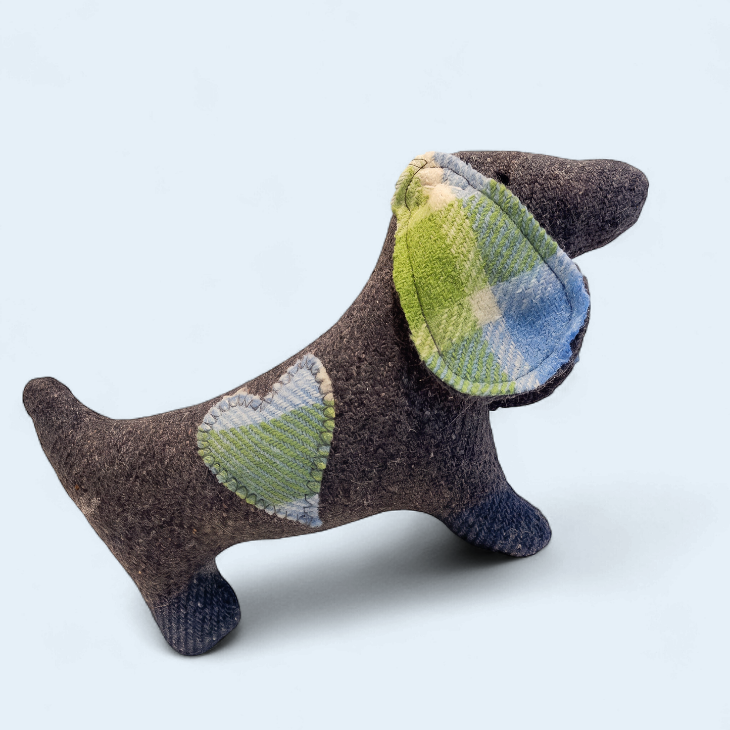 Fully Woolly | Tiny Doxie the Dachshund Soft Toy | Blue & Green