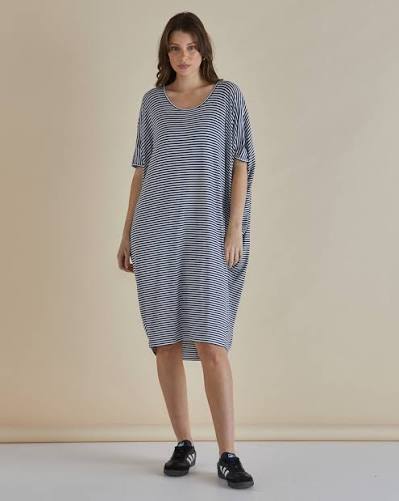 Betty Basics | Maui Dress | Black or Blue Stripe