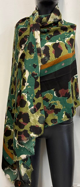 Antler - Scarf - Green Abstract Leopard
