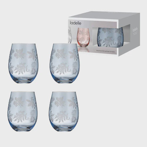 Mossman 4pc Blue Etched Tumbler Set