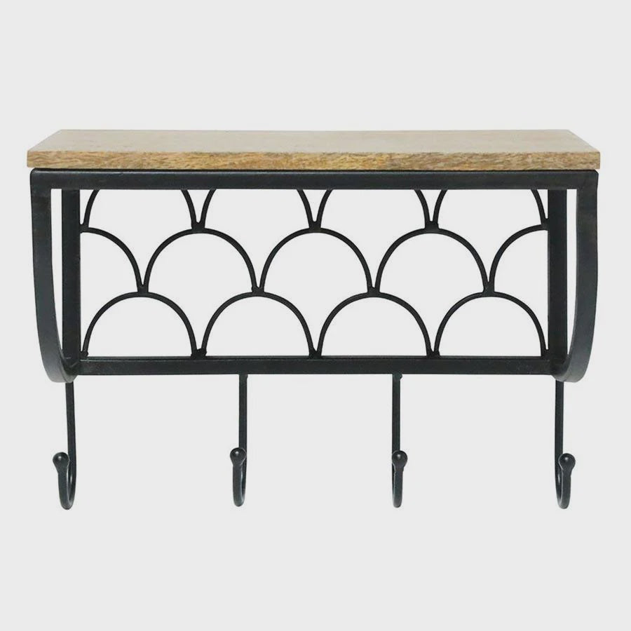 Stoneleigh & Roberson | Shelf with Hooks | Metal & Wood