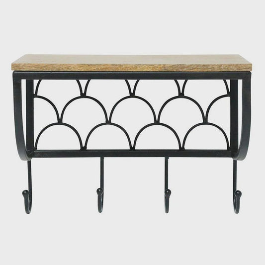 Stoneleigh & Roberson | Shelf with Hooks | Metal & Wood