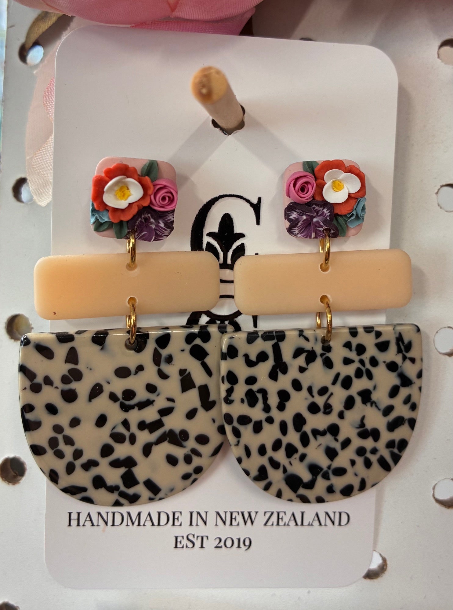Clay Gossip - Earrings - Dalmatian Floral