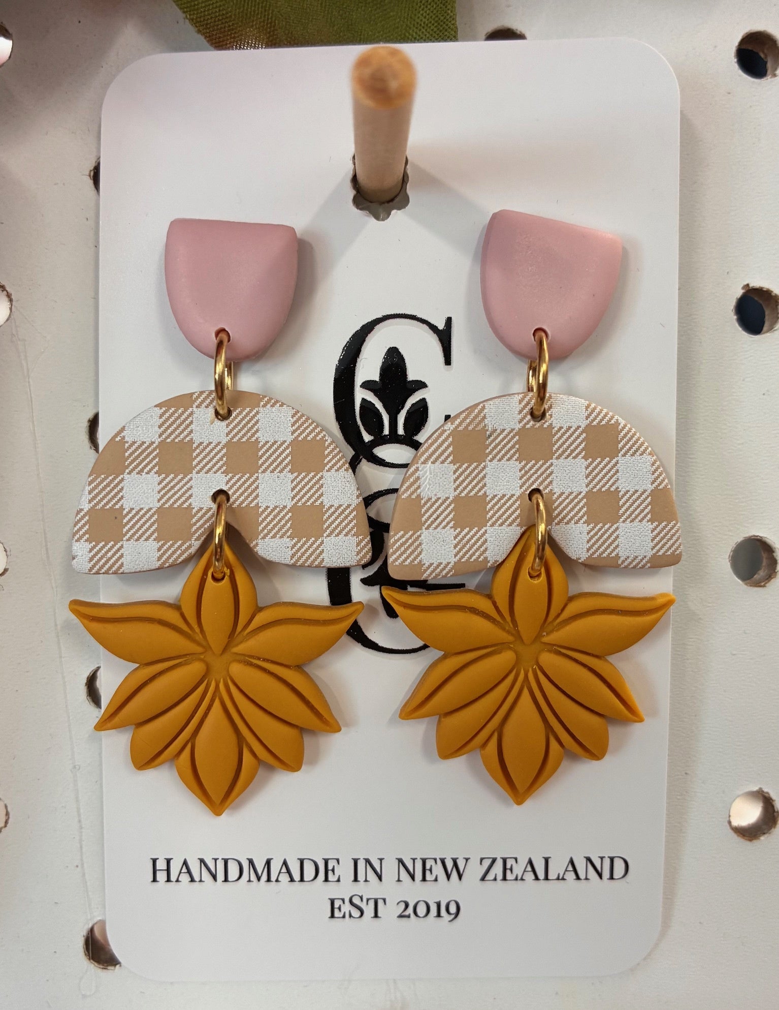 Clay Gossip - Earrings - Gingham Yellow