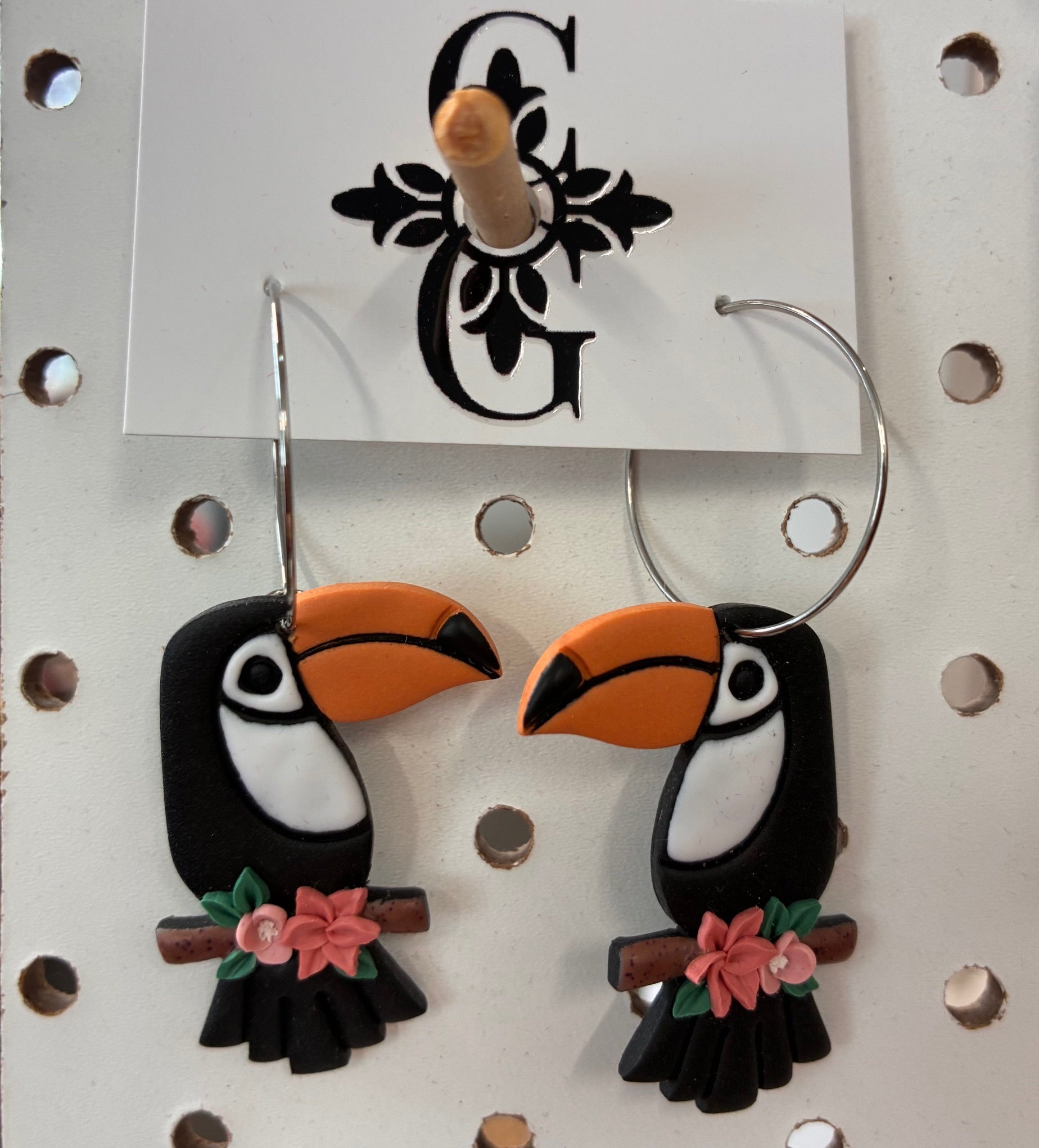 Clay Gossip Toucan Hoop Earrings