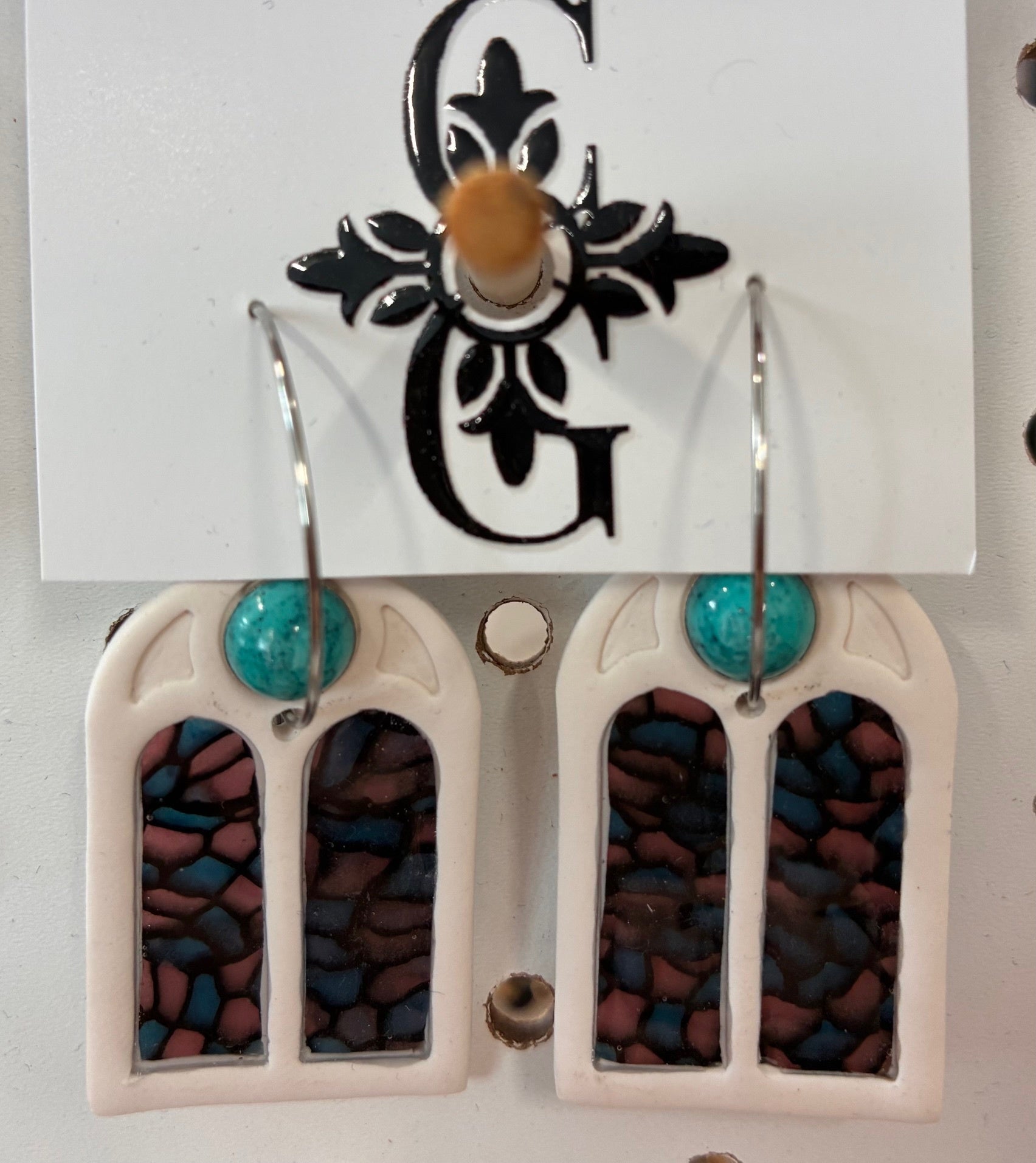 Clay Gossip Church Window Earrings