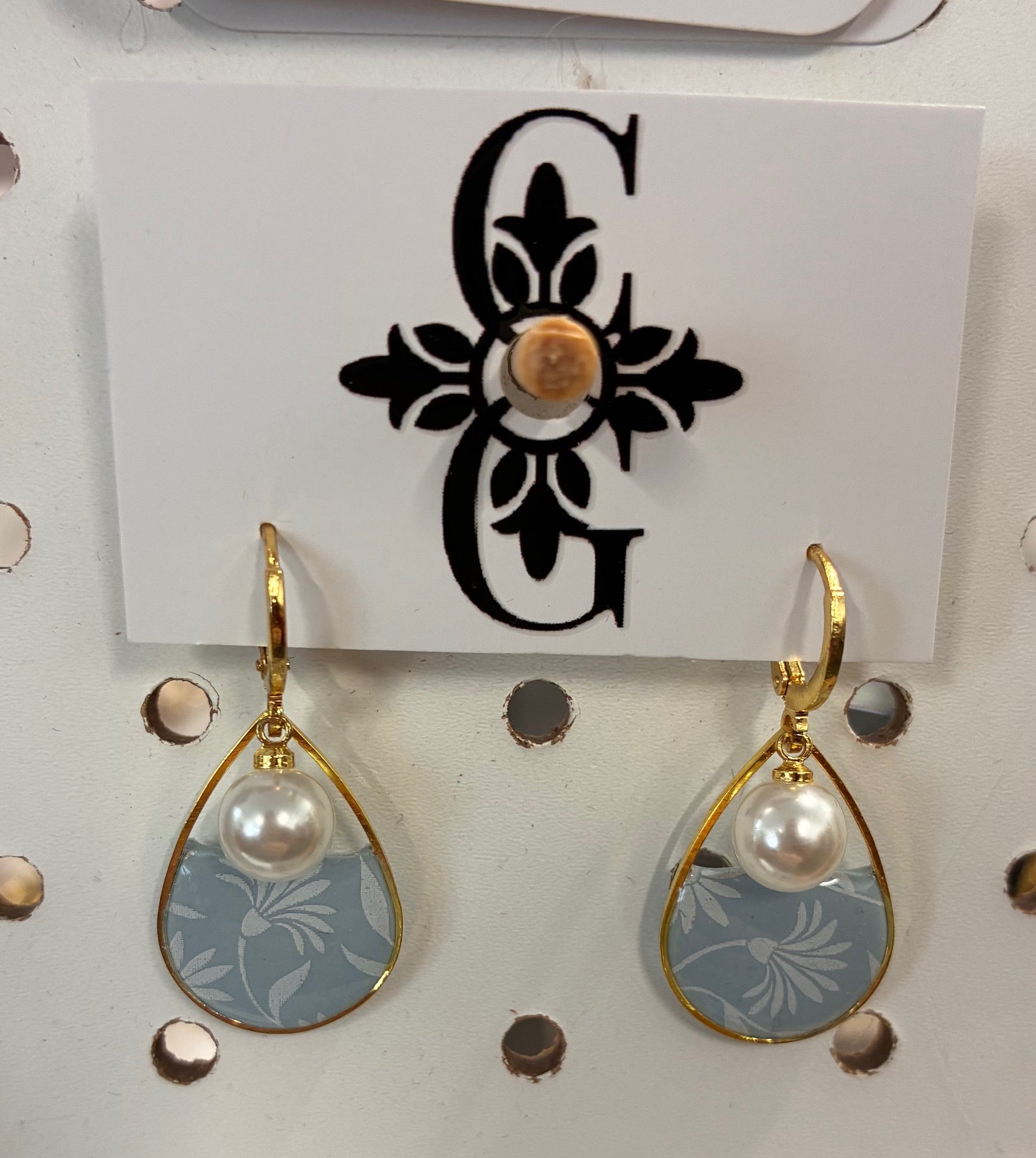 Clay Gossip - Earrings - Blue Pearl Teardrops
