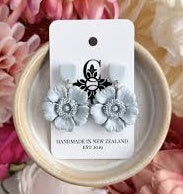 Clay Gossip - Earrings - Pastel Blue Flower