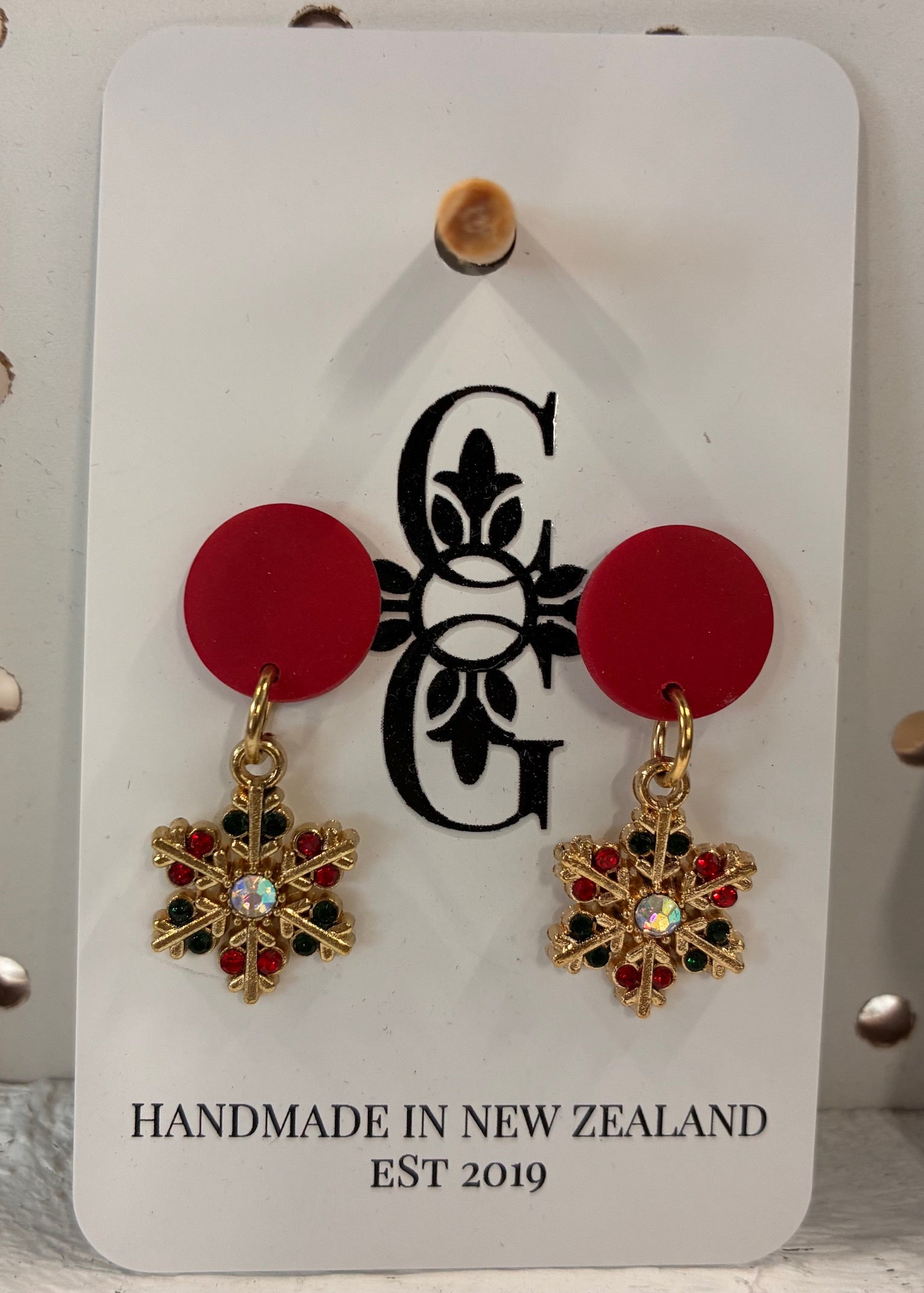 Clay Gossip - Christmas Snowflake Earrings