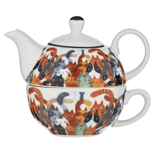 Ladelle - Quirky Cats Photobomb Tea for 1 Pot/Cup