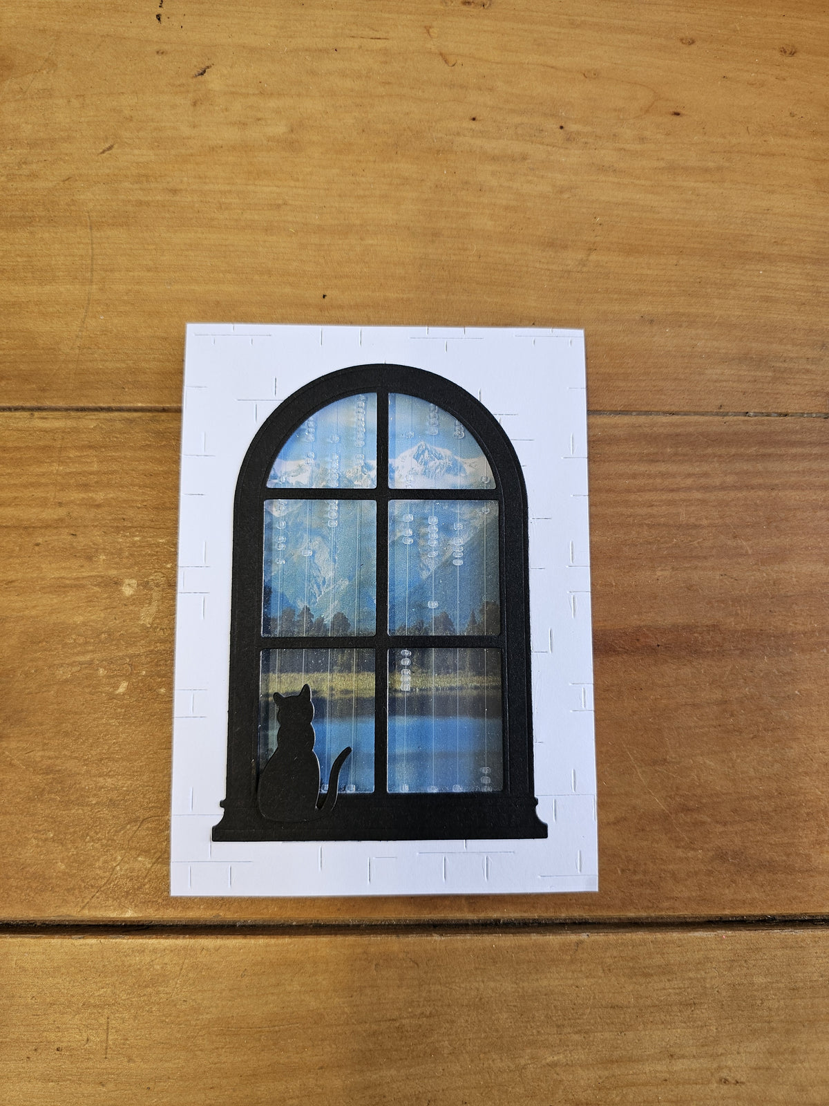 Cards by Flora | Birthday Card | Cat Watching the Rain