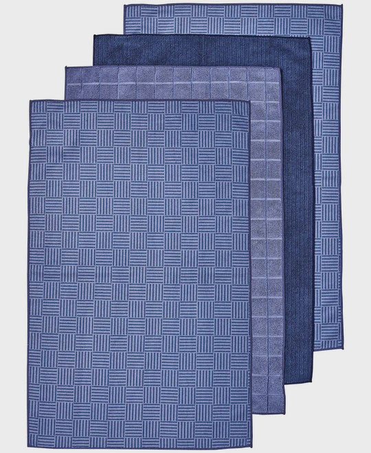 Ladelle - Benson Blue Microfibre 4pk Kitchen Towels