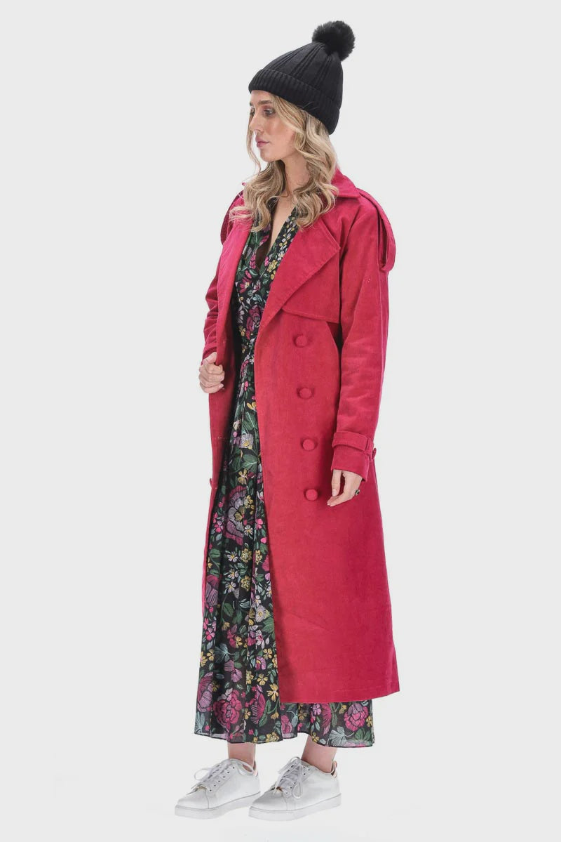 Charlo - Cord Cotton Trench - Pink