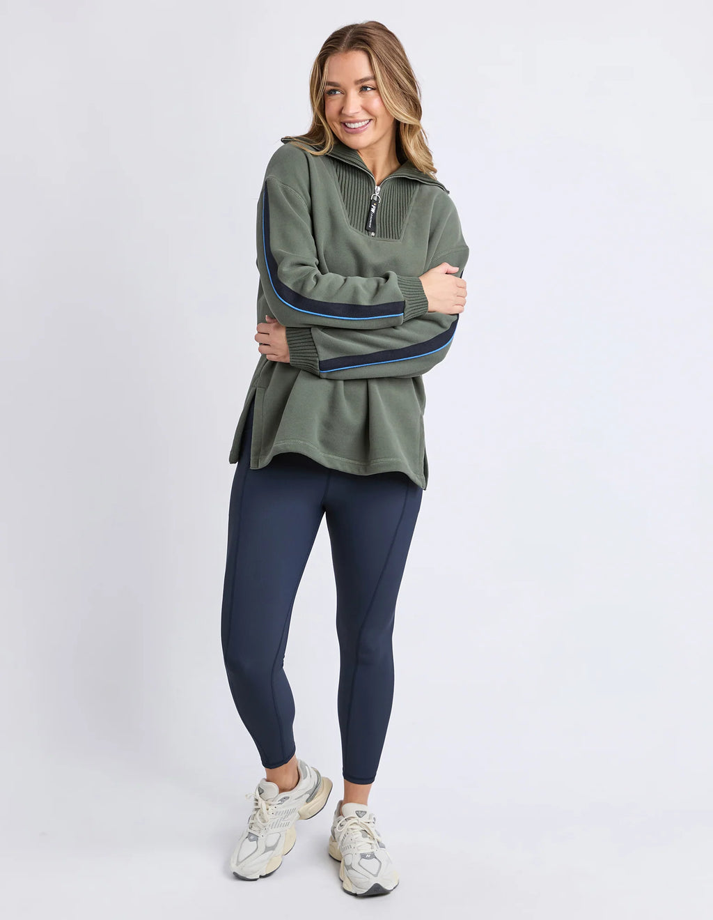 Foxwood - Knit Collar Crew - Khaki