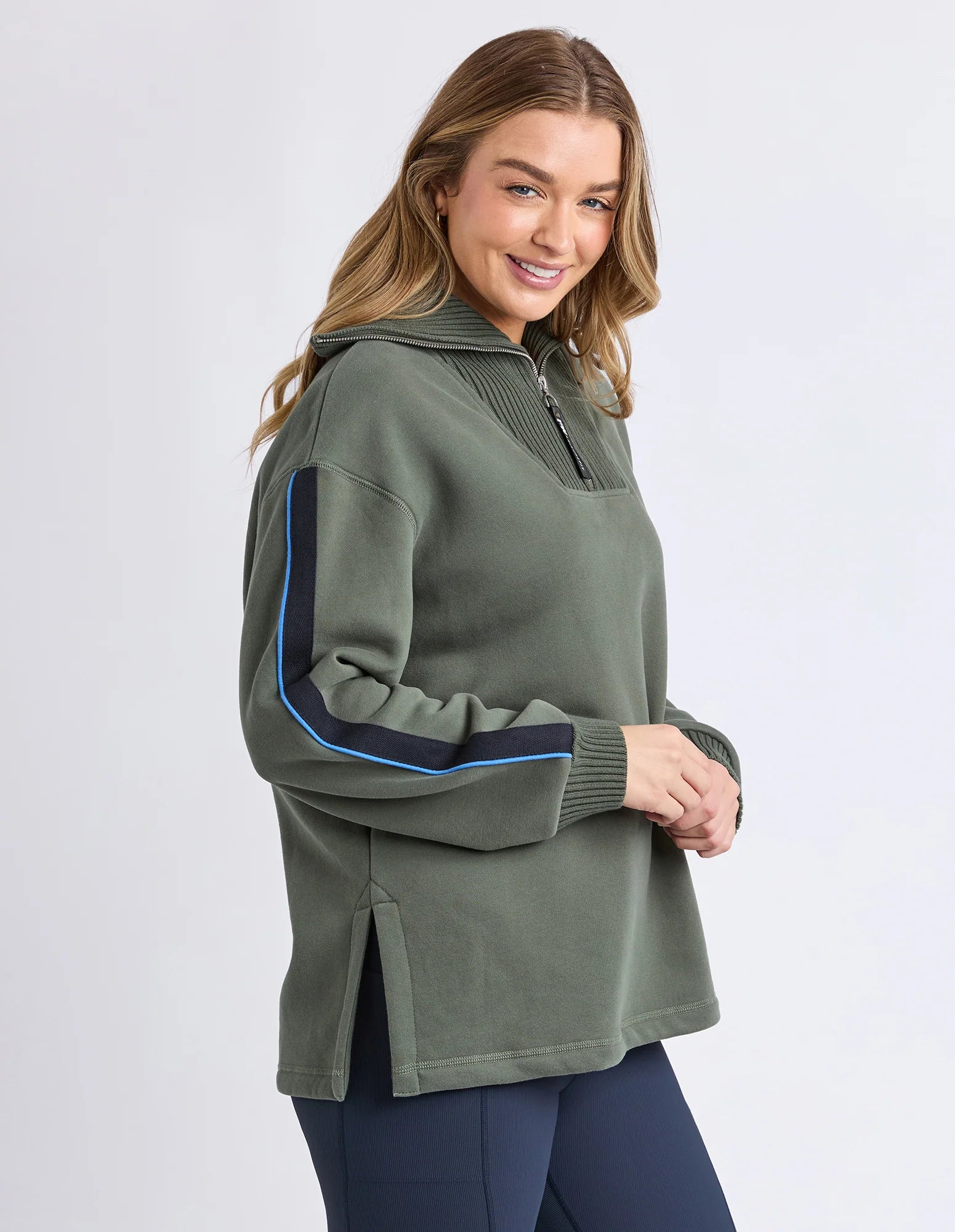 Foxwood - Knit Collar Crew - Khaki