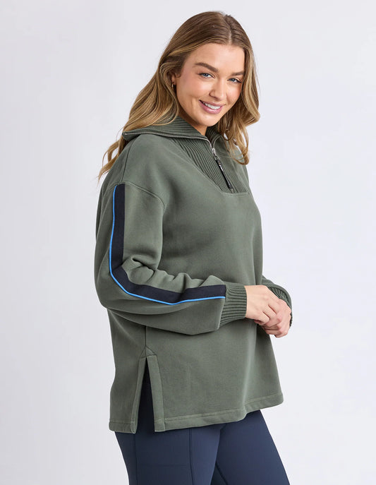 Foxwood - Knit Collar Crew - Khaki