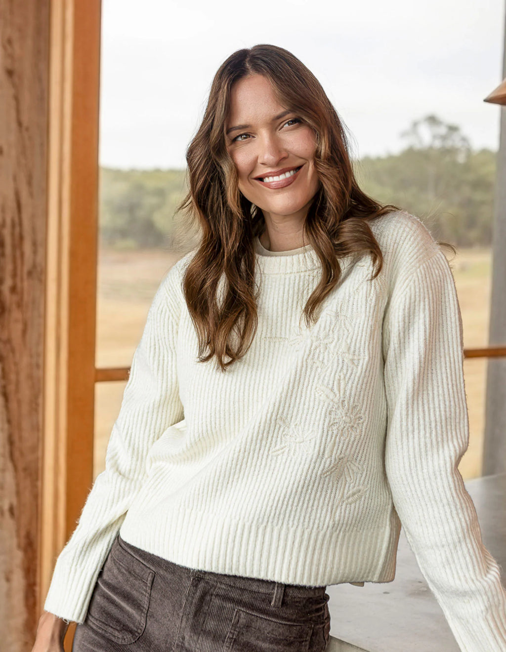 Foxwood Marla Floral Knit - Vintage White