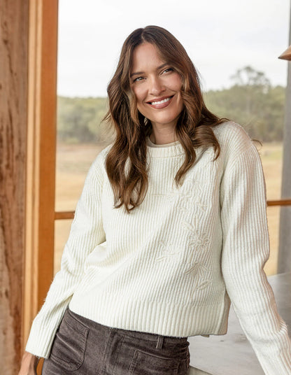 Foxwood | Marla Floral Knit | Vintage White