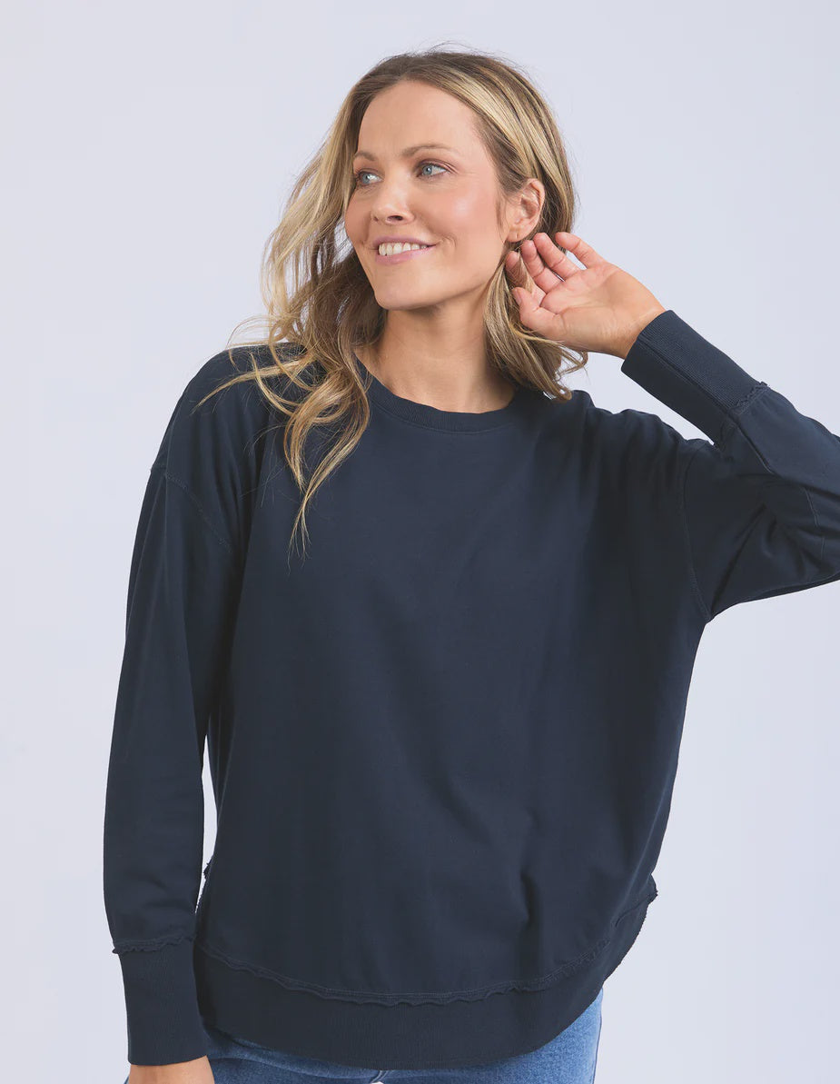 Foxwood - Navy Farrah Long Sleeve Top