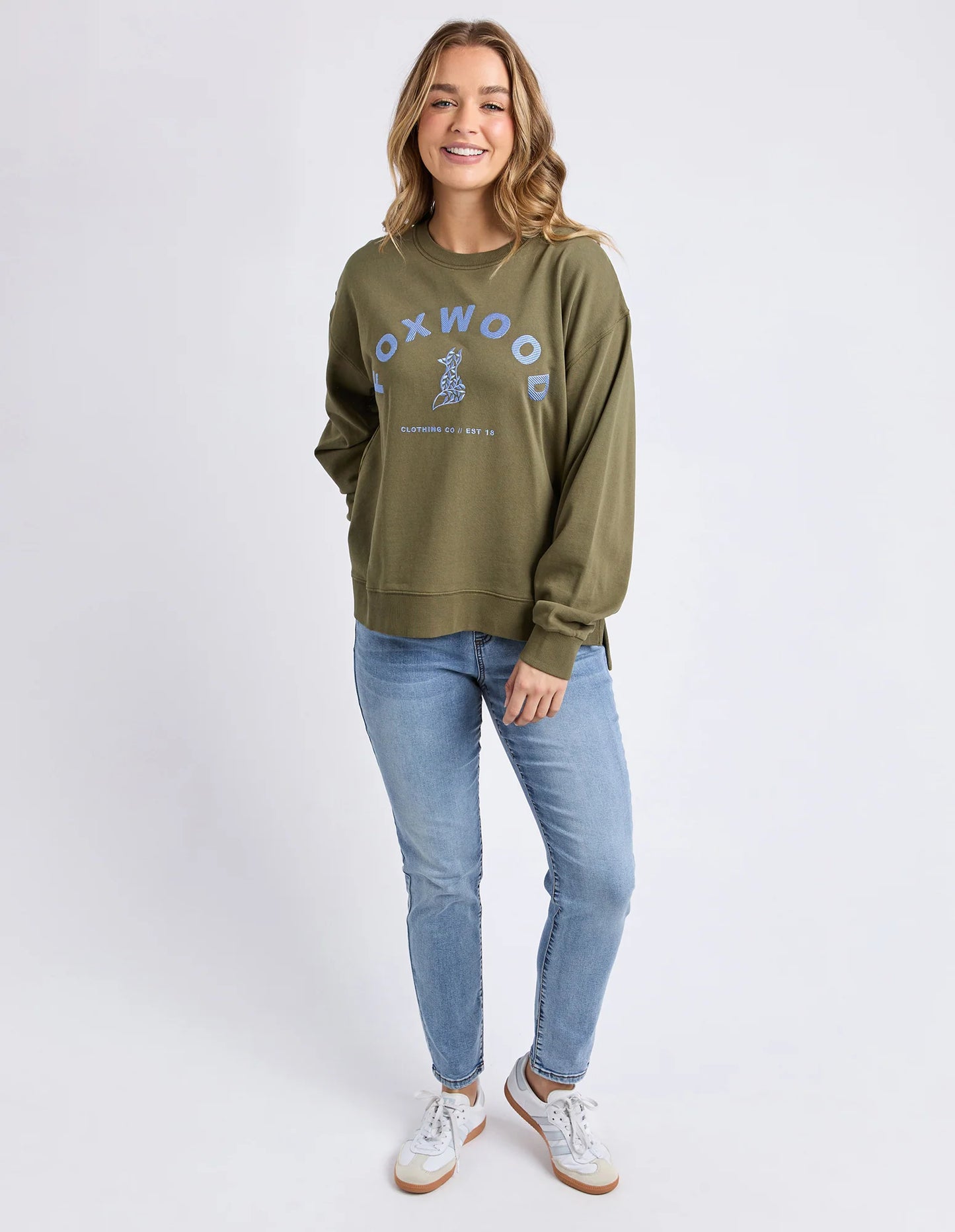 Foxwood Effortless Contrast Crew - Moss