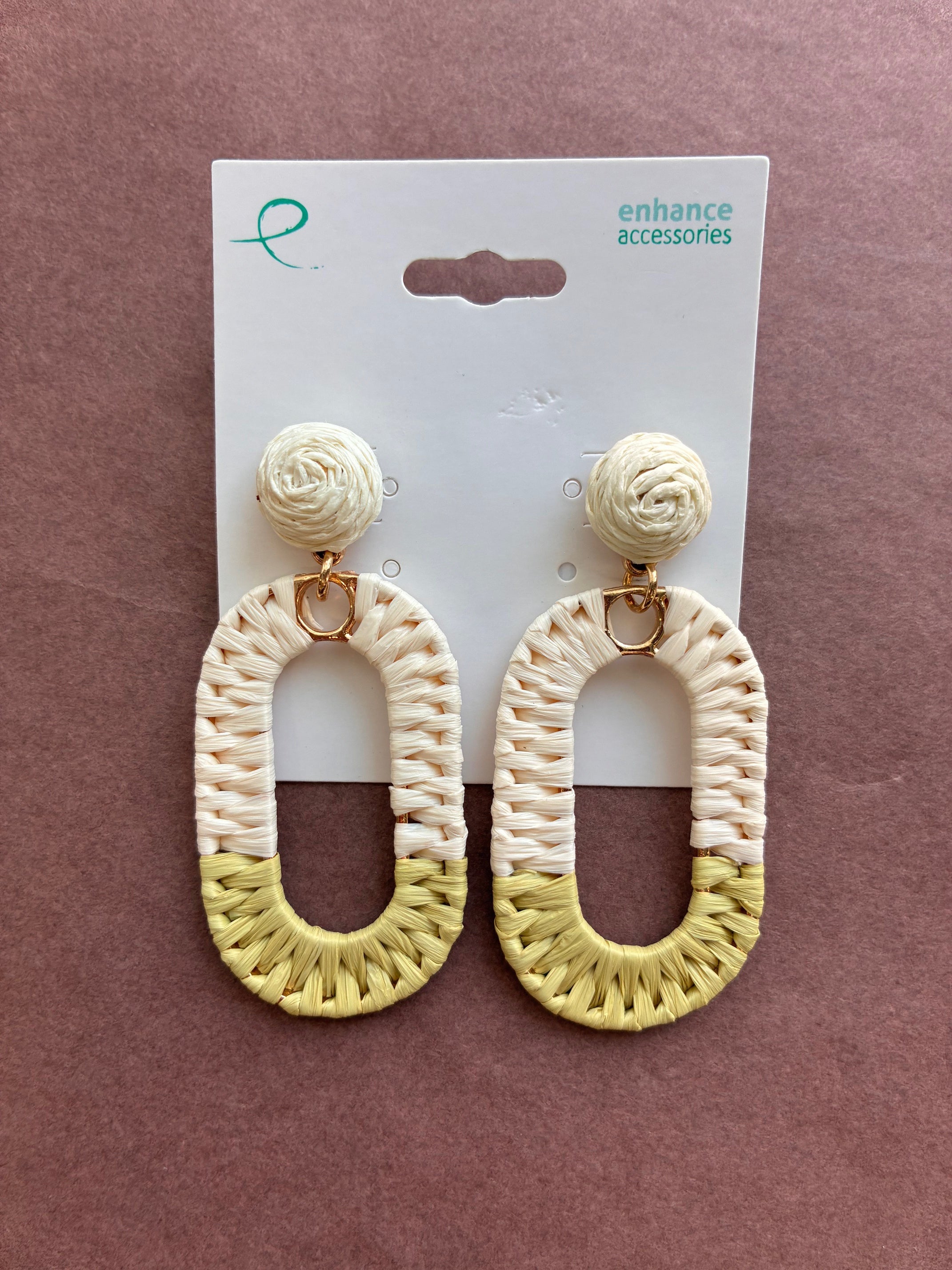Raffia Wrapped Wire Earrings