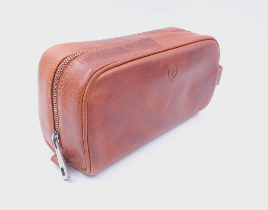 Second Nature Leather | Leather Accessory Bag | Antique Tan