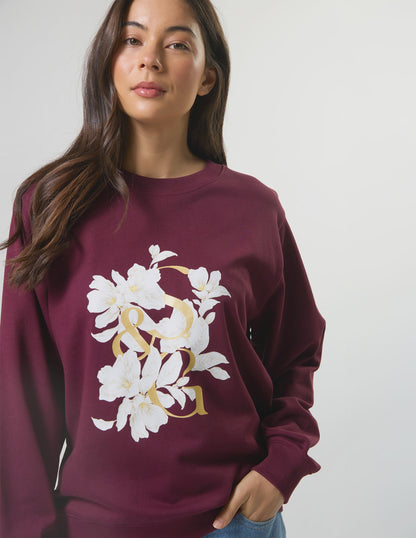 Stella + Gemma Essential Crew - Burgandy Blooms
