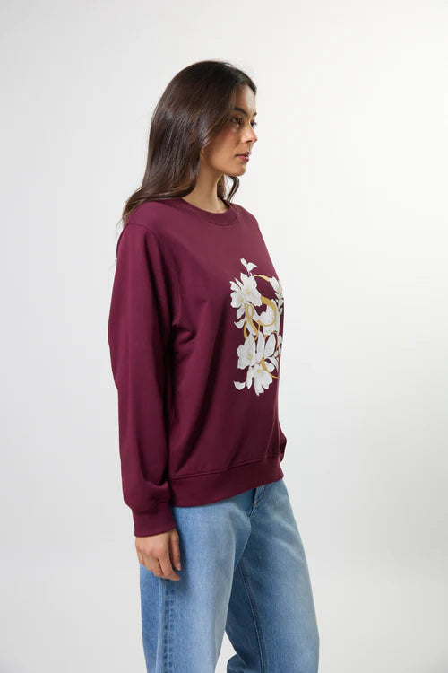 Stella + Gemma Essential Crew - Burgandy Blooms
