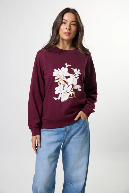 Stella + Gemma Essential Crew - Burgandy Blooms